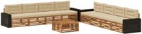 vidaXL Buiten bank set 9 st Natuurlijk en Beige Polyester