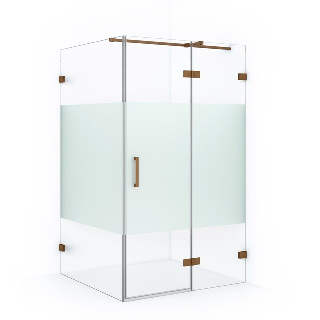 Maxaro Douchecabine Diamond 110x100cm 8mm Helder Veiligheidsglas met Matte Strook Koper