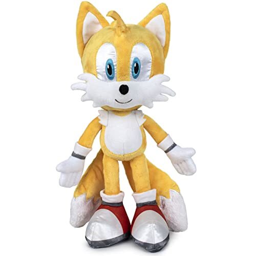 Play by Play Sonic the Hedgehog, pluche dier, 37 cm, groot, Sonic The Hedgehog, cadeau voor verjaardag, kind, zacht pluche, ideaal voor alle leeftijden (Tails Sonic)