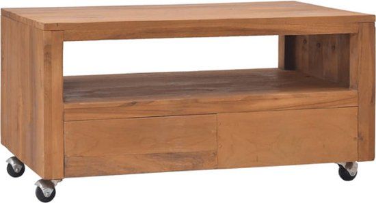 vidaXL Tv-meubel met wielen 80x50x42 cm massief teakhout