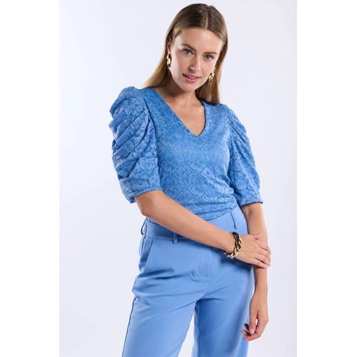 Freebird Gebloemde Top Blauw