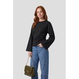 Anytime top met gedrapeerd detail zwart