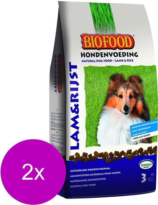 BIOFOOD Hondenvoeding Lam&Rijst - Hondenvoer - 2 x 3 kg