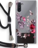 Case Company® - Samsung Galaxy Note 10 hoesje met koord - Mooie bloemen - Zwart koord - TPU