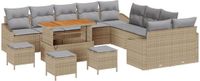 vidaXL Tuinbank - Set - 13-st - Beige - Polyrattan