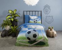 Good Morning dekbedovertrek voetbal - 1 persoons 140x200/220 cm - Blauw - 100% Katoen renforce