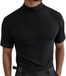 Dailygoody - T-shirt simple et uni à manches longues et col pour homme, coupe ajustée, idéal pour l'été