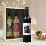 Belvy Coffret à vin rouge, rosé & blanc - Bouteille personnalisée