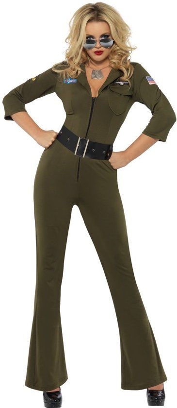 Vegaoo Hottie Top Gun™ pilotenkostuum voor dames - Verkleedkleding - Small
