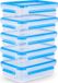 Boîte de conservation 5 pièces 0,8 litre 100% étanche hygiénique conservation fraîche hermétique lavable au lave-vaisselle micro-ondes congélateur transparent-bleu