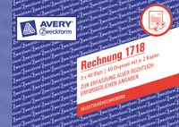 AVERY Zweckform 1718 factuur speciaal voor Oostenrijk (A6 dwars, 3x40 vellen, zelfdoorschrijvend met gekleurde doorslagen, voor het registratie van alle wettelijk vereiste informatie) wit/geel/roze