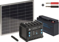 WL4 SOLAR-KIT-200B50-20 complete zonne-energie kit met 12V 20Ah accu, snoer, 50W zonnepaneel en controller - zonnepanelen pakket solar energy voor caravan camper boot vakantiehuisje tuinhuisje backup voeding set