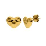Lucardi Dames Stainless steel goldplated oorknoppen hart - Oorbellen - Staal - Goudkleurig