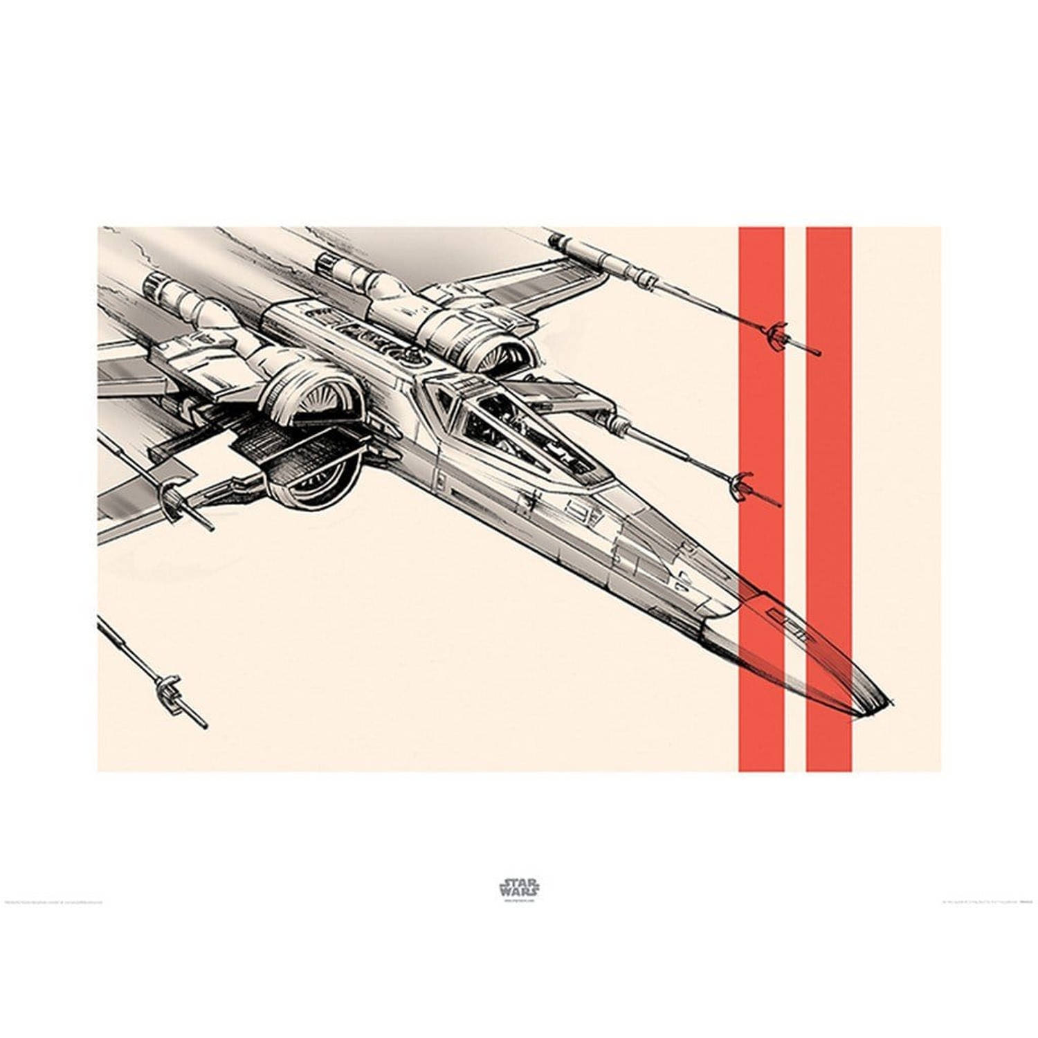 Pyramid star wars episode vii xwing pencil art kunstdruk 80x60cm