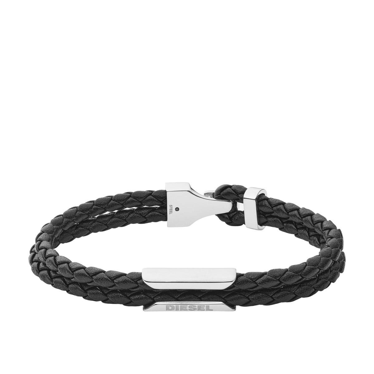Diesel Heren Armband DX1247040 Zwart Leer Rvs