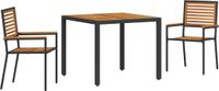 vidaXL Tuin Eettafel Set 3-delig Zwart en Bruin Poly Rattan