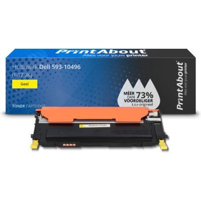 PrintAbout Huismerk Dell 593-10496 (F479K) Toner Geel - Compatibel - 1250 pagina's