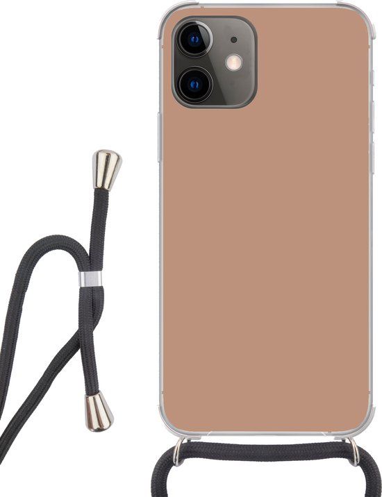 SleevesAndCases Telefoonkoord voor iPhone 12 - Beige - Roze - Siliconen - Crossbody