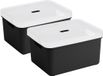 Sunware opbergbox - 2x stuks - 32 liter - zwart - kunststof - transparante deksel - 45x35x24 cm - Sigma serie