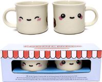 Puckator Foodiemals Espresso Kopjes - Set van 2 - Porselein - Crème - 100 ml