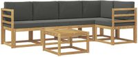 vidaXL Bank loungeset 5 zitplaatsen Acacia hout Wit en antracietkleurig Inclusief tafel