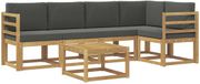 vidaXL Bank loungeset 5 zitplaatsen Acacia hout Wit en antracietkleurig Inclusief tafel