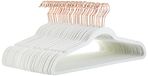 Amazon Basics Fluwelen kleerhangers voor pakken, smal, ivoor/roségoud, antislip, pak van 50