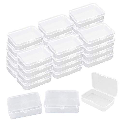 ODOOKON 30 stuks transparante kunststof kralen Jewelry Organizer Box, kunststof, opbergdozen met deksel voor kleine voorwerpen en andere knutselprojecten