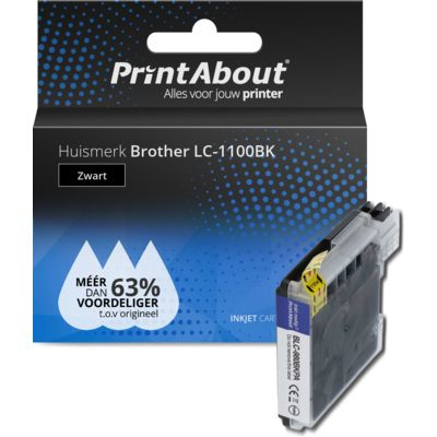 PrintAbout Huismerk Brother LC-1100BK Inktcartridge Zwart