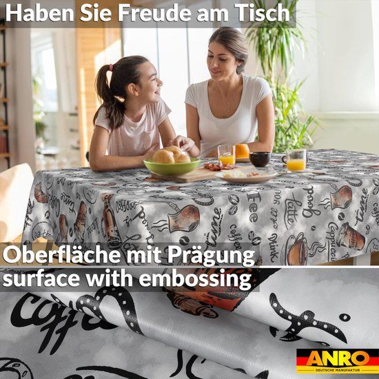ANRO Tafelkleed Koffie Grijs 240x140cm Rechte rand Afwasbaar Waterafstotend Binnen & Buiten