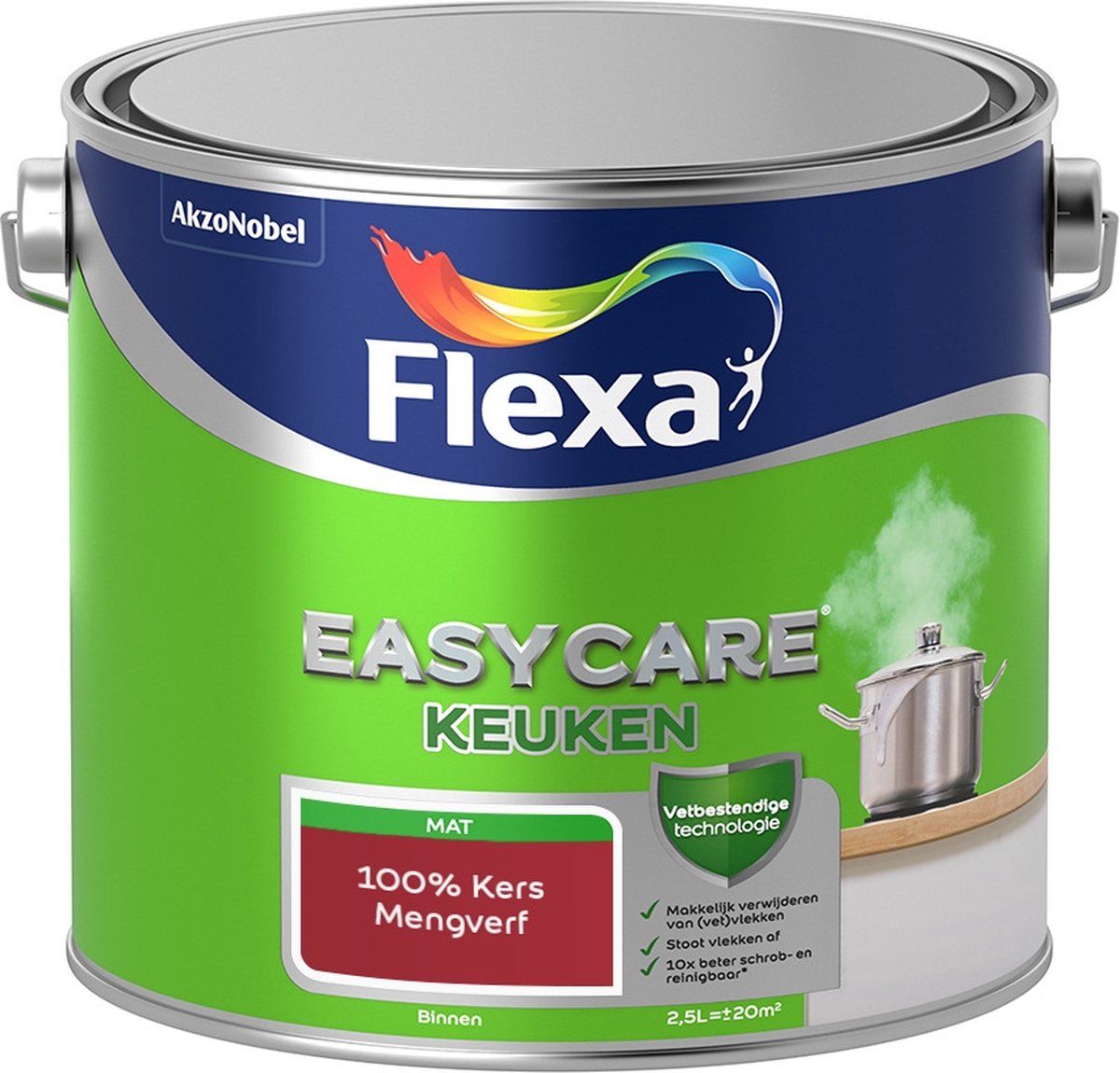 FLEXA Easycare Muurverf - Keuken - Mat - Mengkleur - 100% Kers - 2,5 liter