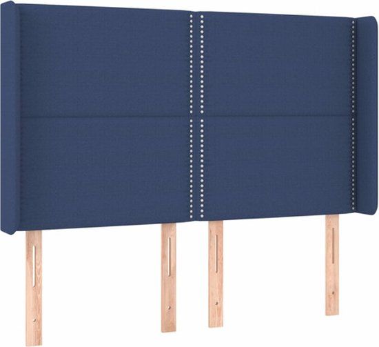 vidaXL Hoofdbord met randen 147x16x118/128 cm stof blauw