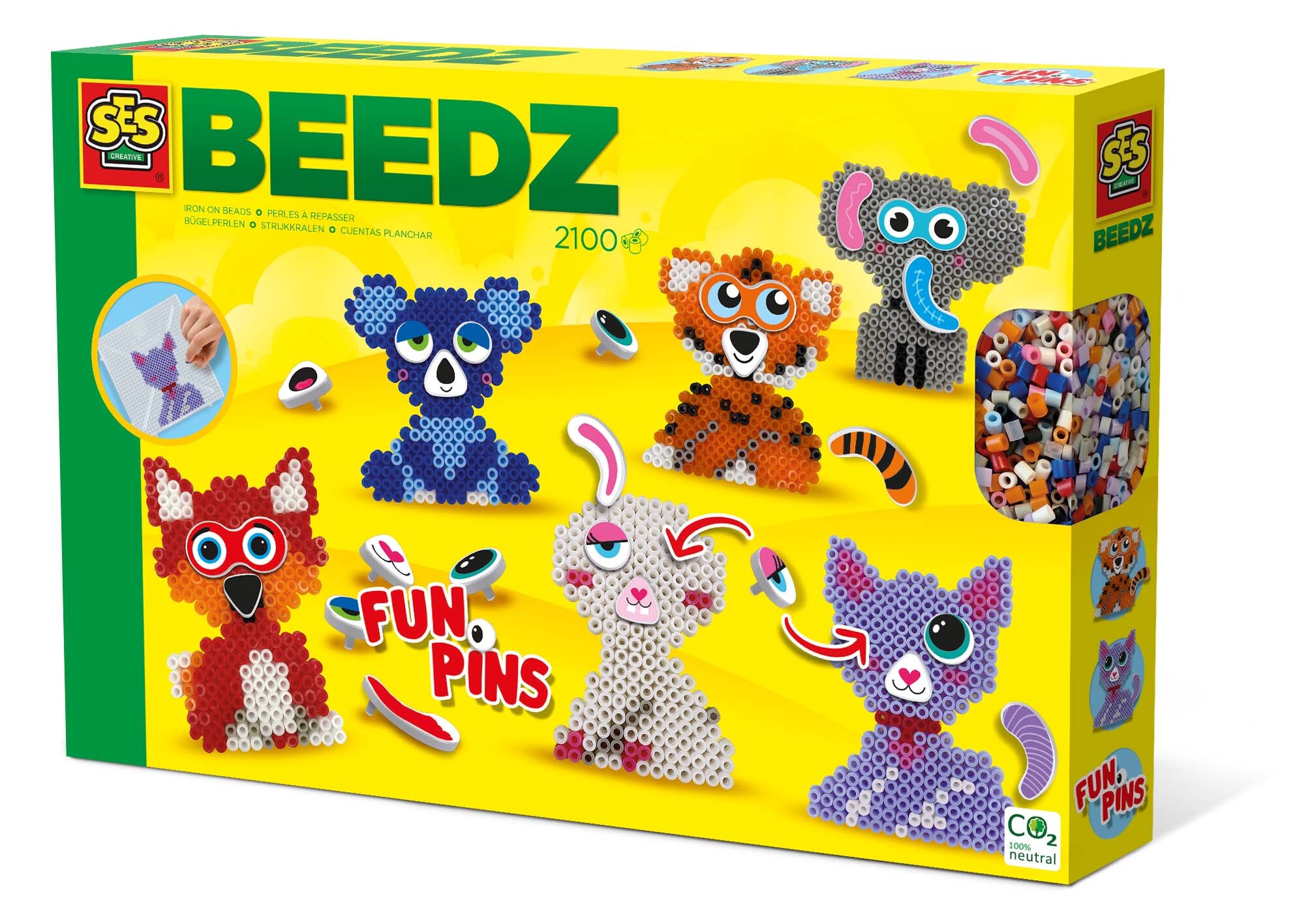 SES Creative Beedz Strijkkralen - FunPins dieren