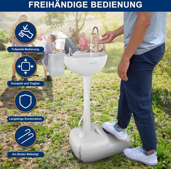SereneLife SLCASN18 Draagbare wastafel camping - 19L - Wit
