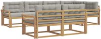 vidaXL Buiten bankenset 6 st Wit en Lichtgrijs Polyester