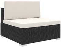 vidaXL Tuinstoel met kussens middensectie poly rattan zwart