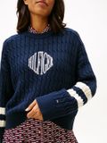 Tommy Hilfiger Dames Gebreide Trui Katoen XL Marineblauw Herfst/Winter 2026