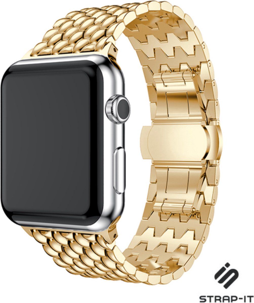 Strap-it Apple Watch stalen draak bandje - goud - 38mm & 40mm