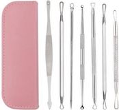 Jumada's - 7-delige RVS Comedonenlepel Set in Roze Etui