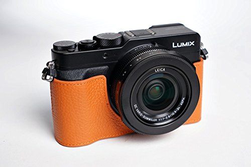 TP Handgemaakte Echt Lederen Half Camera Case Camera Tas voor Panasonic LX100 Oranje