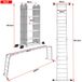 StarTech Opklapbare aluminium ladder - 4x5 met 20 treden - Multifunctioneel - Vormbaar in A- of M-vorm - 2 werkplatforms - Antislip - Met wielen