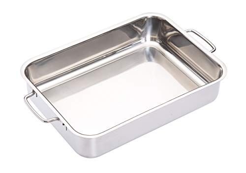 Masterclass Kitchen Craft Braadpan - Heavy Duty - Vaatwasmachinebestendig - Roestvrij Staal - Zilverkleurig - 32 x 23 x 6,5 cm - KCMCROAST37