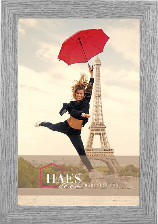 HAES DECO Houten fotolijst Paris vintage grijs 20x30cm - Rechthoekig