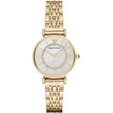 Emporio Armani Watch For Women, 32mm Two hand Quartz movement with Gold tone Stainless steel strap