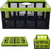 KADAX Vouwkist van kunststof, 47 x 34 x 21,5 cm, opvouwbare opbergkist, klapbox met handgrepen, klapmand, vouwdoos, opbergmand voor werkkamer (zwart-groen)