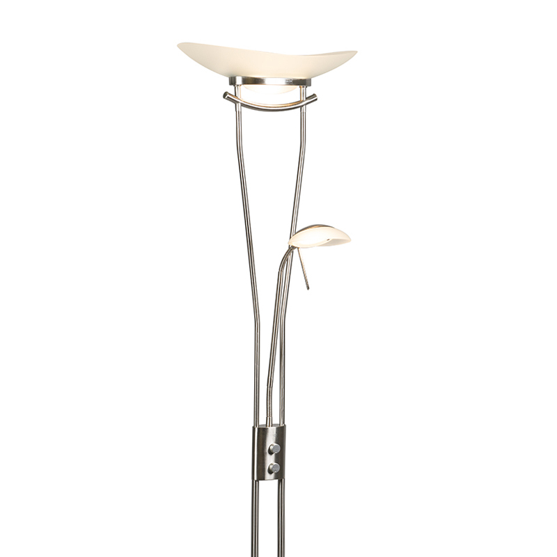 QAZQA lexus fl - Vloerlamp met leeslamp - 1 lichts - H 1800 mm - Staal