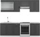 Vicco Fame-Line Unité de cuisine complète – 240 cm, WB Marbre Anthracite-Or/Blanc