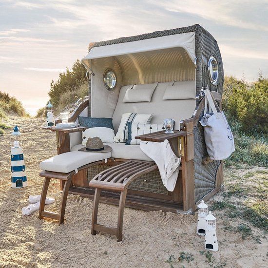 Loberon Strandkorf Clifford Beach bruin/beige