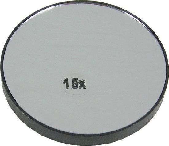 Vergrootspiegel 15x met Zuignappen - Rond - Zilver - 10 cm