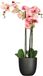 Mica Decorations Orchidee Kunstplant Roze - 75 cm - Inclusief Bloempot Titanium Grijs Glans